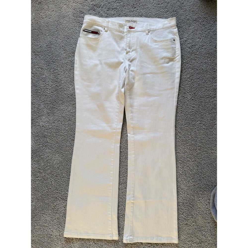 Size 13 Women's Tommy Hilfiger Tommy Jeans Bootcut white denim jeans 34" waist